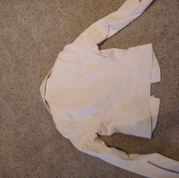 True Religion Off White Leather Moto Jacket - Picture 15 of 16